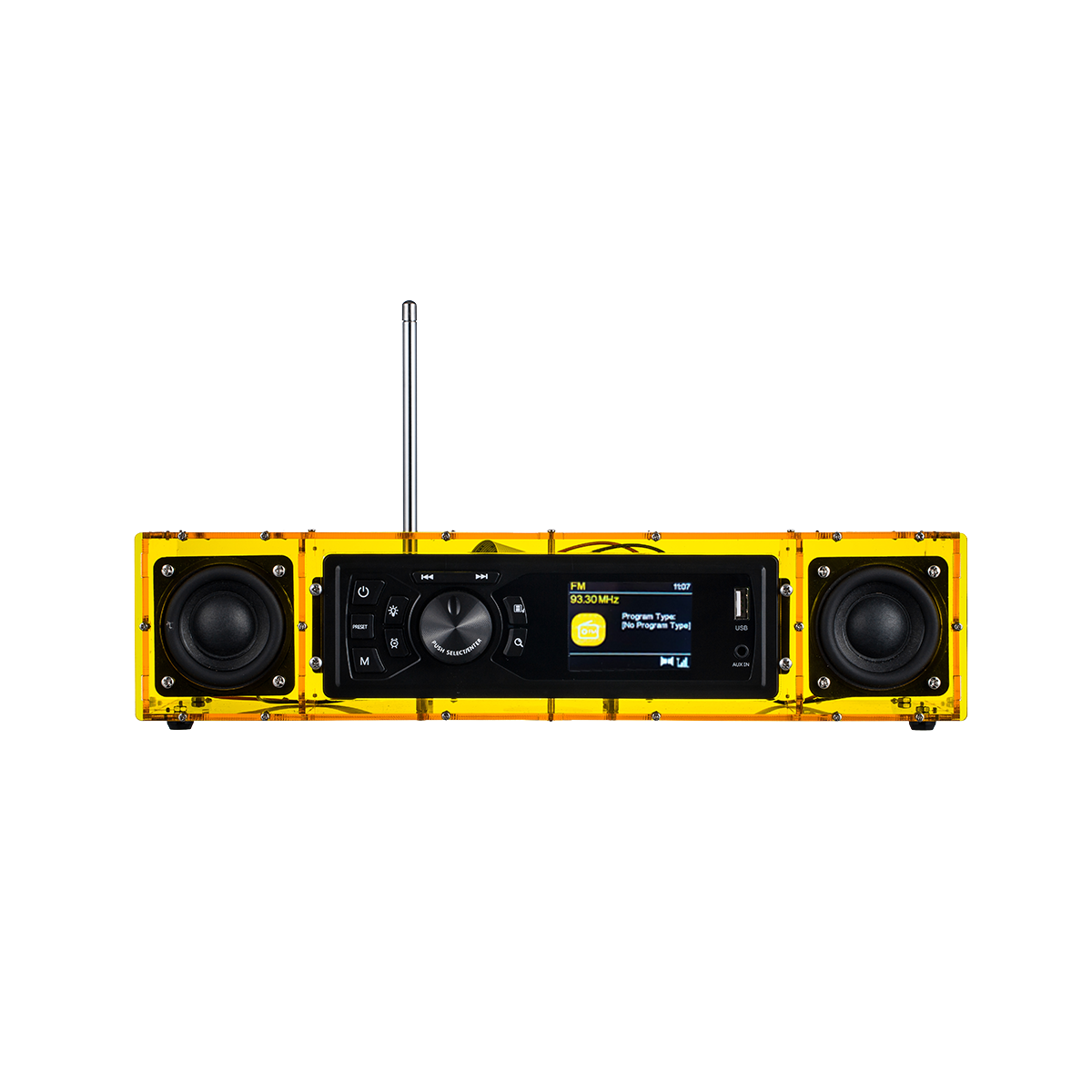 AP06 FM 收音機自己動手做 (DIY) 套件,帶壓克力外殼,DIY FM 套件,帶警報模式、TFT 顯示器和立體聲音箱