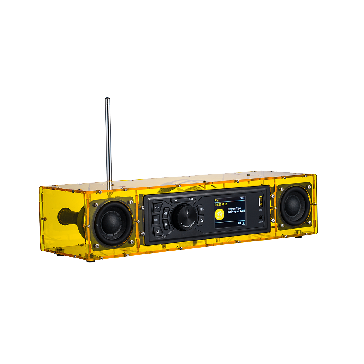 AP06 FM 收音機自己動手做 (DIY) 套件,帶壓克力外殼,DIY FM 套件,帶警報模式、TFT 顯示器和立體聲音箱