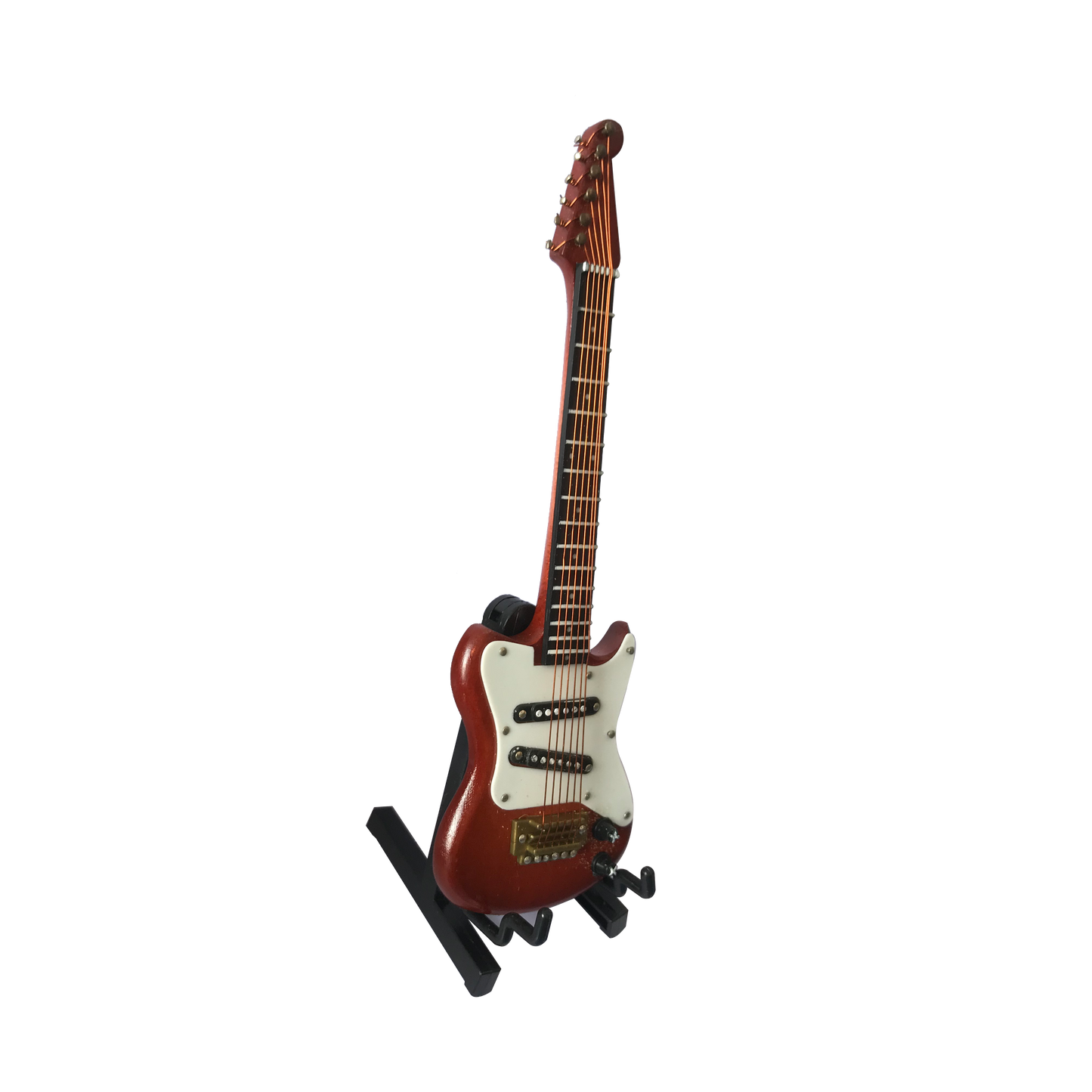 15cm coffee Electric Guitar model with leather box Mini Musical Ornament electric guitar ornament