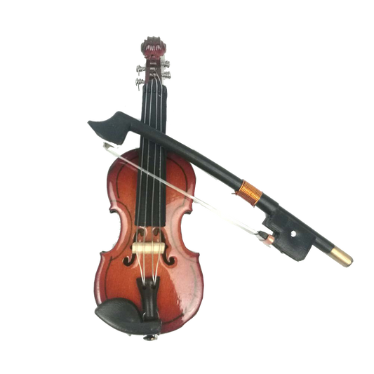 ALANO Miniature Violin Mini Musical Instrument violin decorations Wooden Violin Model with Stand (6cm) G-0100