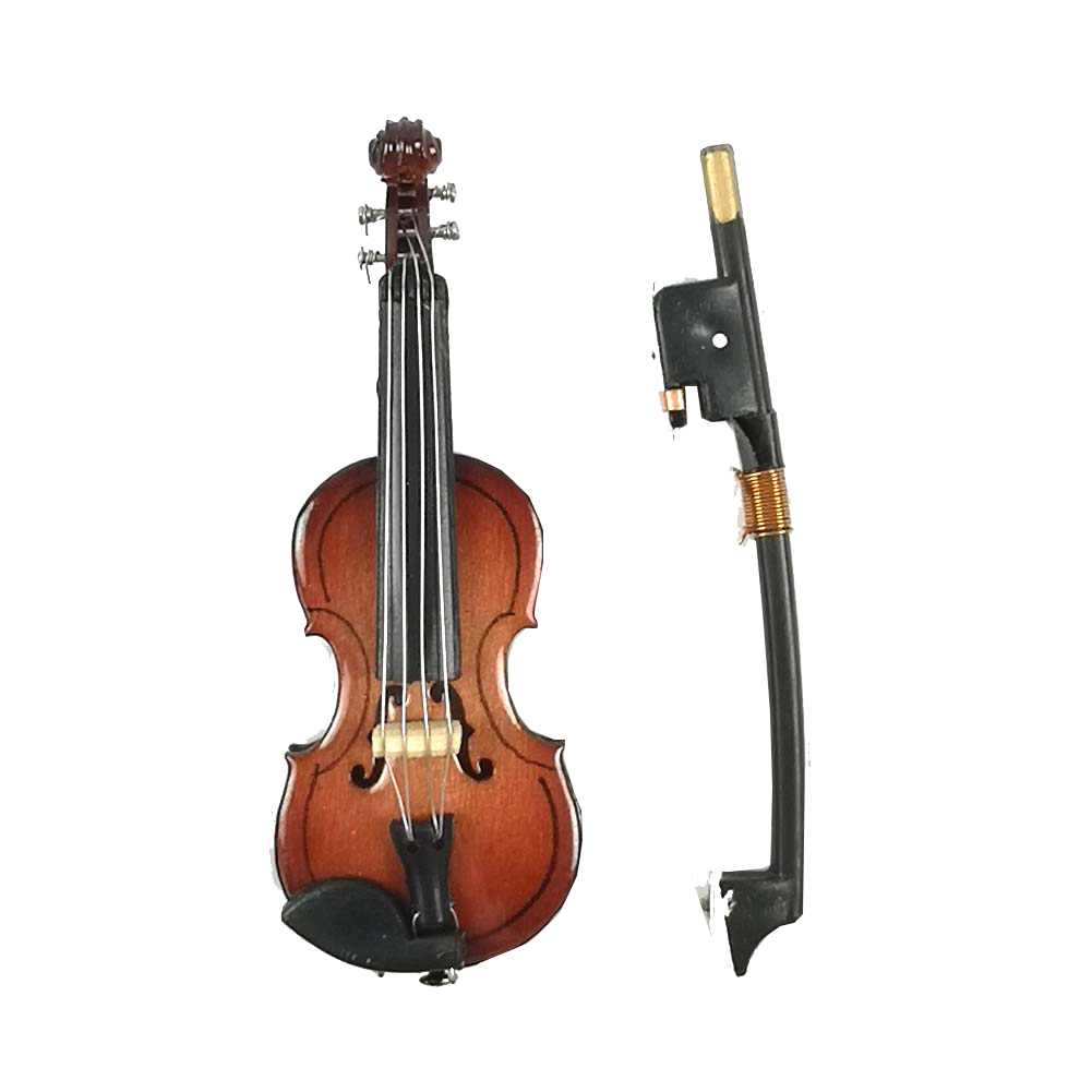 ALANO Miniature Violin Mini Musical Instrument violin decorations Wooden Violin Model with Stand (6cm) G-0100