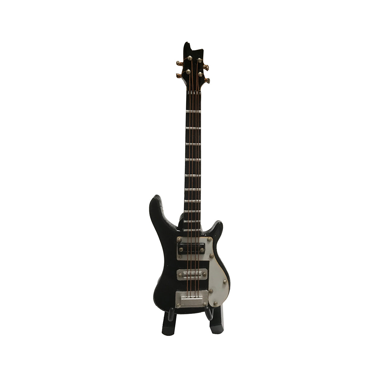 Mini 10cm Black Electric Guitar with Stand&Bow,Mini Instrument, Mini Musical Ornament with Black Box (GE53B-10-S)