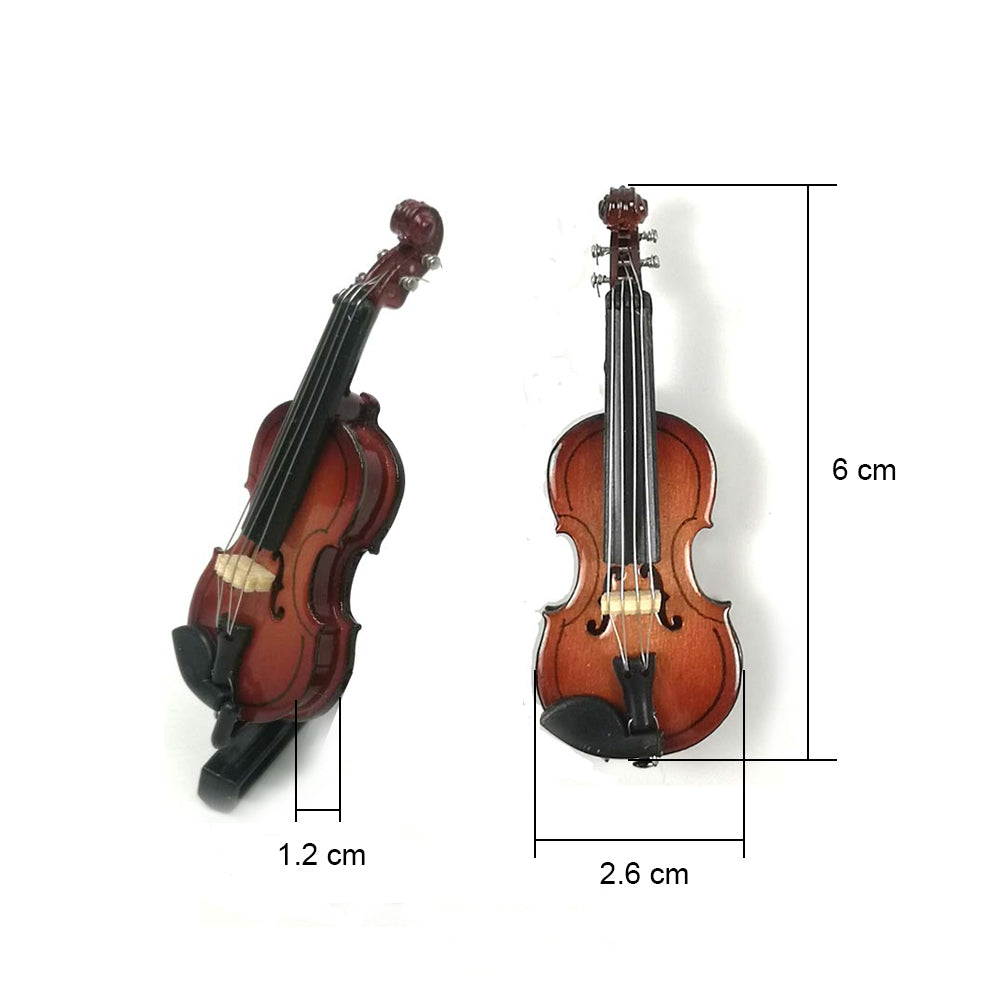 ALANO Miniature Violin Mini Musical Instrument violin decorations Wooden Violin Model with Stand (6cm) G-0100