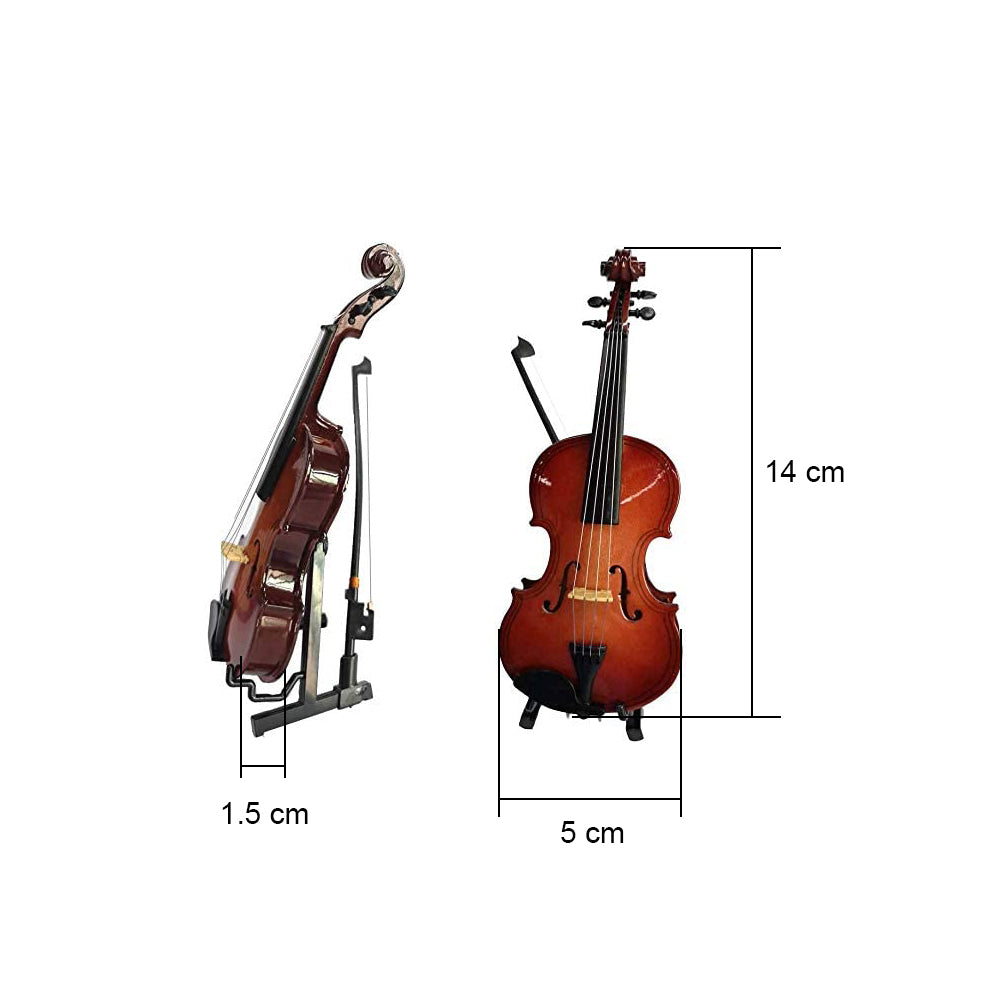 ALANO Miniature Violin Model violin ornaments Mini Musical Instrument with leather box & bow & stand G-0022