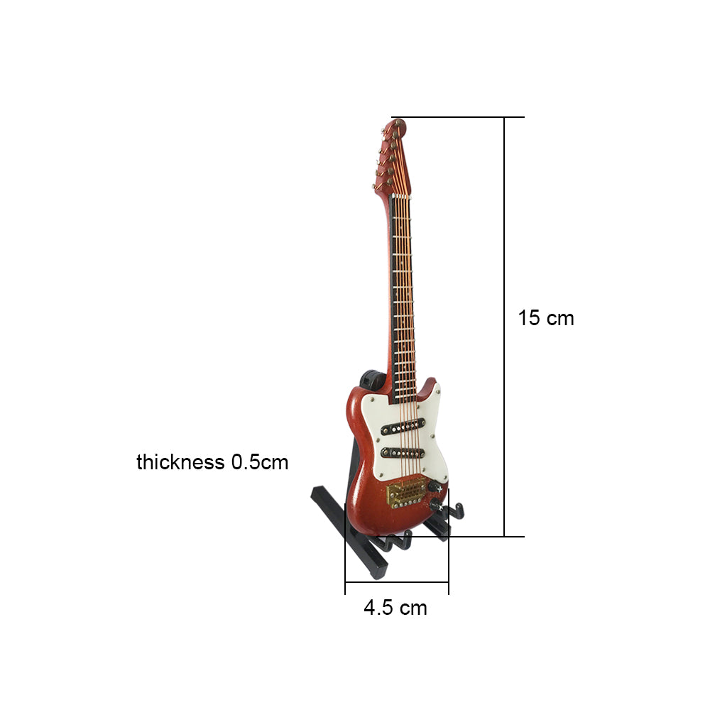 15cm coffee Electric Guitar model with leather box Mini Musical Ornament electric guitar ornament