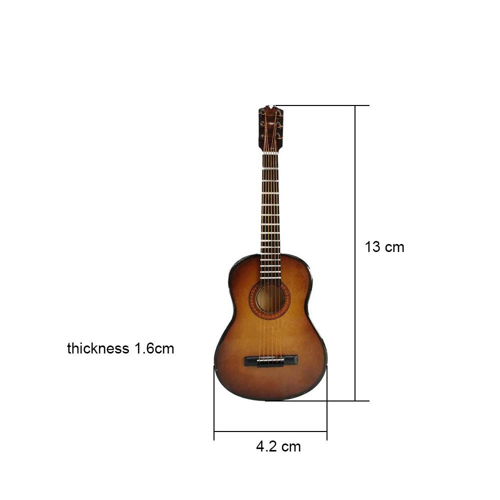 ALANO Mini Guitar model, Wooden Decorative Ornament, Mini Musical Ornament with leather case (13cm) C-220622-03